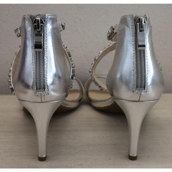 LifeStride Women's Sz 8.5M Silver Metal Memories Faux Leather Strappy Heels - Picture 2 of 7